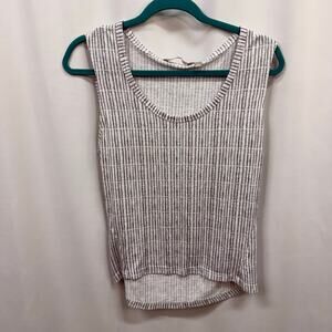 Athleta Modal Blend Blue White Scoop Neck Tank Top Blouse Small